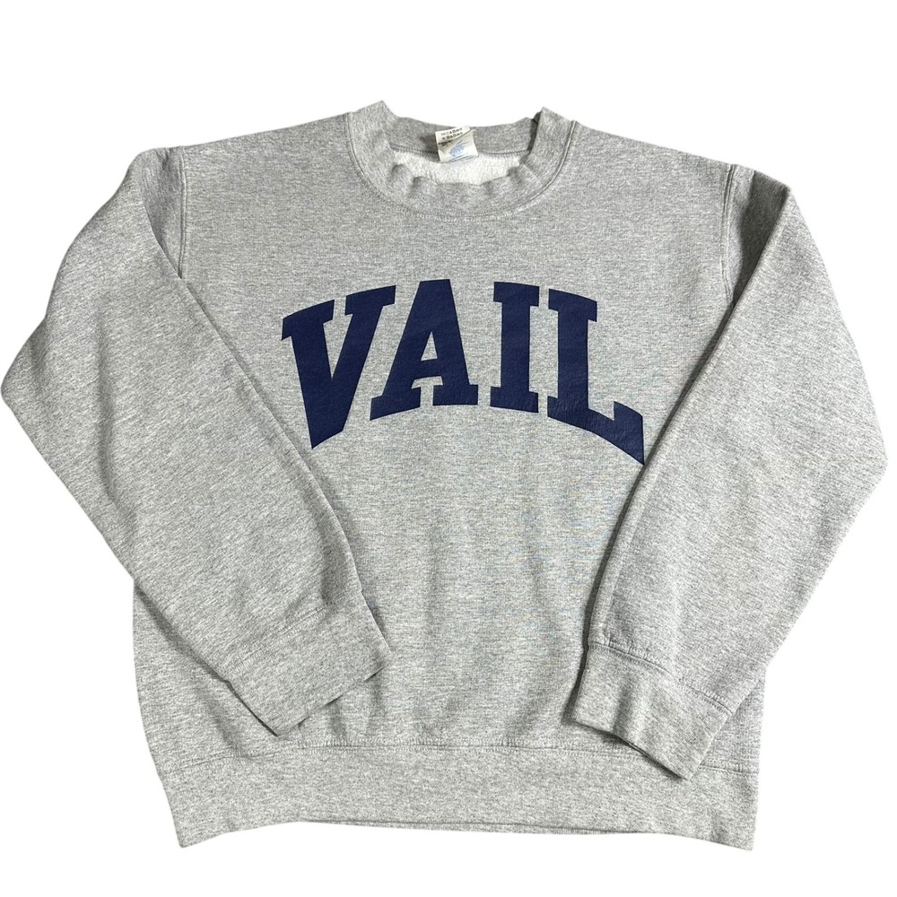 Gildan Vail‎ Sweatshirt Mens Small Grey Crewneck Pullover Long Sleeve Casual
